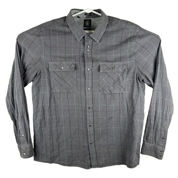 Volcom Other - Volcom Men's XL Long Sleeve Button Up Shirt Gray 100% Cotton Slim Fit Surfwear